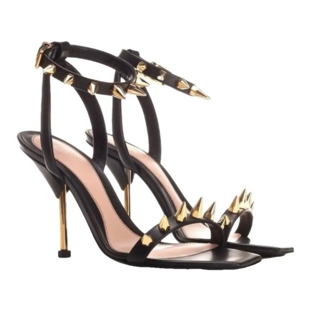 Alexander McQueen Black Heels with Gold Spikes